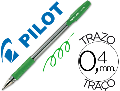 BOLIGRAFO PILOT BPS-GP VERDE -SUJECION DE CAUCHO -TINTA BASE DE ACEITE -CON CAPUCHON