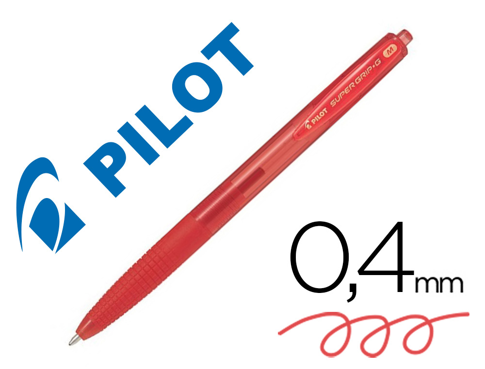 BOLIGRAFO PILOT SUPER GRIP G ROJO RETRACTIL SUJECION DE CAUCHO TINTA BASE DE ACEITE