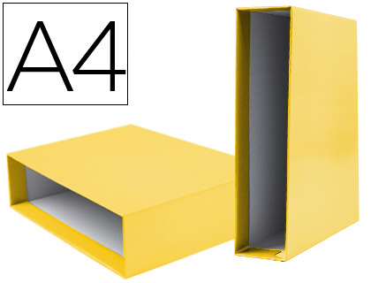 CAJA ARCHIVADOR LIDERPAPEL DE PALANCA CARTON DIN A4 DOCUMENTA LOMO 75MM COLOR AMARILLO