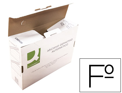 CAJA ARCHIVO DEFINITIVO Q-CONNECT FOLIO CARTON RECICLADO CIERRE CON LENGUETAS255X360X100 MM