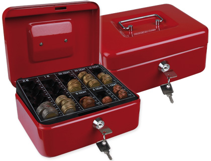 CAJA CAUDALES Q-CONNECT 8\" 200X160X90 MM ROJA CON PORTAMONEDAS