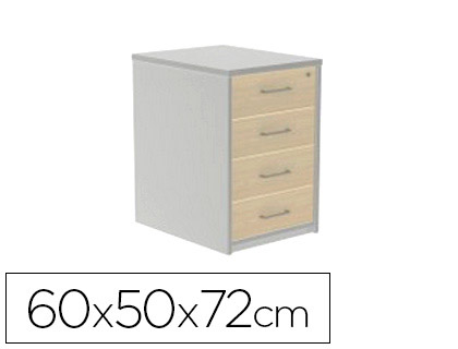 CAJONERA ROCADA CON CUATRO CAJONES SERIE STORE 60X50X72 CM ACABADO AB02 ALUMINIO/GRIS