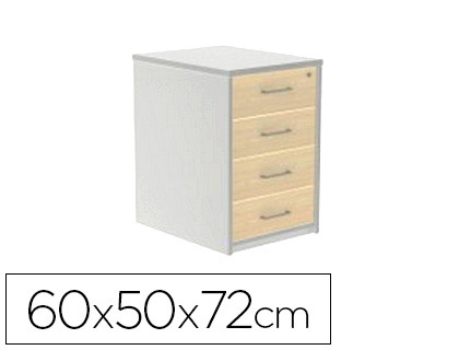CAJONERA ROCADA CON CUATRO CAJONES SERIE STORE 60X50X72 CM ACABADO AN04 GRIS/BLANCO
