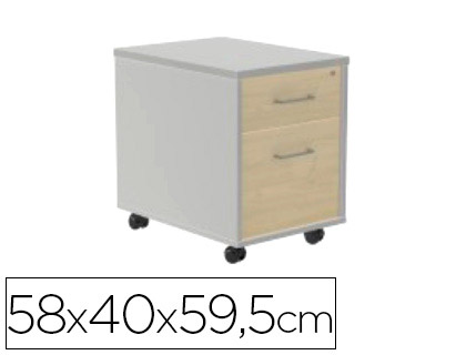 CAJONERA ROCADA CON DOS CAJONES SERIE STORE 58X40X59,5 CM ACABADO AN02 GRIS/GRIS