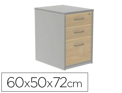 CAJONERA ROCADA CON TRES CAJONES SERIE STORE 60X50X72 CM ACABADO AN04 GRIS/BLANCO