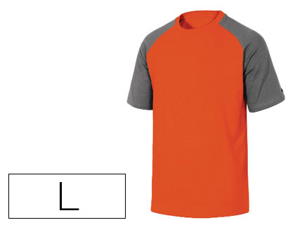 CAMISETA DE ALGODON DELTAPLUS COLOR GRIS/NARANJA TALLA L