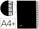 [82401] CARPETA CLASIFICADORA FUELLE PARDO CARTON COMPACTO FOLIO 24 DEPARTAMENTOS VISOR DOBLE PERSONALIZABLES COLOR NEGRO