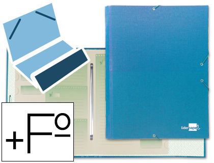 CARPETA CLASIFICADORA LIDERPAPEL 12 DEPARTAMENTOS FOLIO PROLONGADO CARTON FORRADO CELESTE