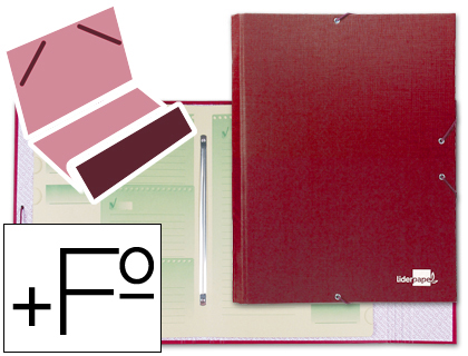 CARPETA CLASIFICADORA LIDERPAPEL 12 DEPARTAMENTOS FOLIO PROLONGADO CARTON FORRADO ROJA