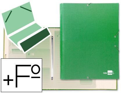 CARPETA CLASIFICADORA LIDERPAPEL 12 DEPARTAMENTOS FOLIO PROLONGADO CARTON FORRADO VERDE CLARO