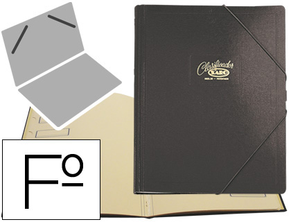 CARPETA CLASIFICADOR CARTON COMPACTO SARO FOLIO NEGRA 12 DEPARTAMENTOS