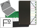 [85001] CARPETA CLASIFICADOR TAPA DE PLASTICO PARDO FOLIO 9 DEPARTAMENTOS NEGRO