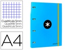 [AW10] CARPETA CON RECAMBIO ANTARTIK A4 CUADRO 5MM FORRADA 4 ANILLAS 25MM REDONDAS COLOR AZUL