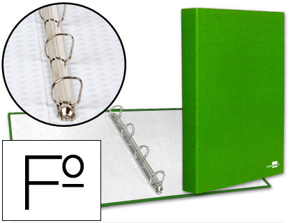 CARPETA DE 4 ANILLAS 25MM MIXTAS LIDERPAPEL FOLIO CARTONFORRADO PAPER COAT VERDE FROSTY