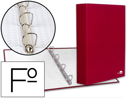 CARPETA DE 4 ANILLAS 40MM MIXTAS LIDERPAPEL FOLIO CARTON FORRADO PAPER COAT ROJA