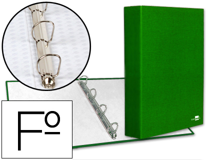 CARPETA DE 4 ANILLAS 40MM MIXTAS LIDERPAPEL FOLIO CARTON FORRADO PAPER COAT VERDE