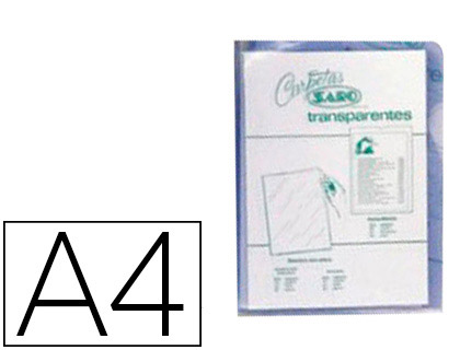 CARPETA DOSSIER UÑERO SARO PVC DIN A4 280 MC TRANSPARENTE