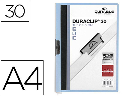 CARPETA DURACLIP DOSSIER PINZA LATERAL AZUL CAPACIDAD 30 HOJAS