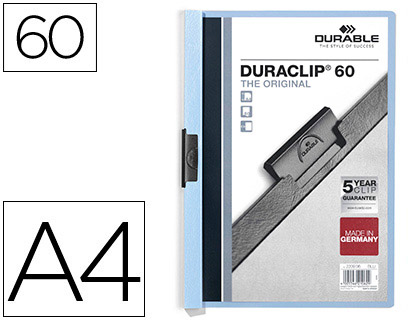 CARPETA DURACLIP DOSSIER PINZA LATERAL AZUL CAPACIDAD 60 HOJAS