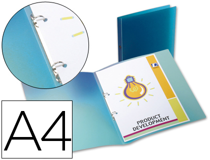 CARPETA LIDERPAPEL 2 ANILLAS REDONDAS MINI 15 MM 49072 POLIPROPILENO DIN A4 AZUL TRANSLUCIDO