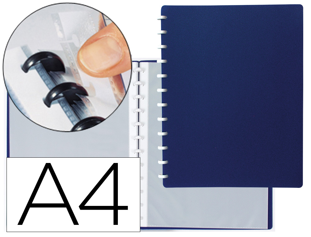 CARPETA LIDERPAPEL DIN A4 CON 20 FUNDAS INTERCAMBIABLES COLOR AZUL