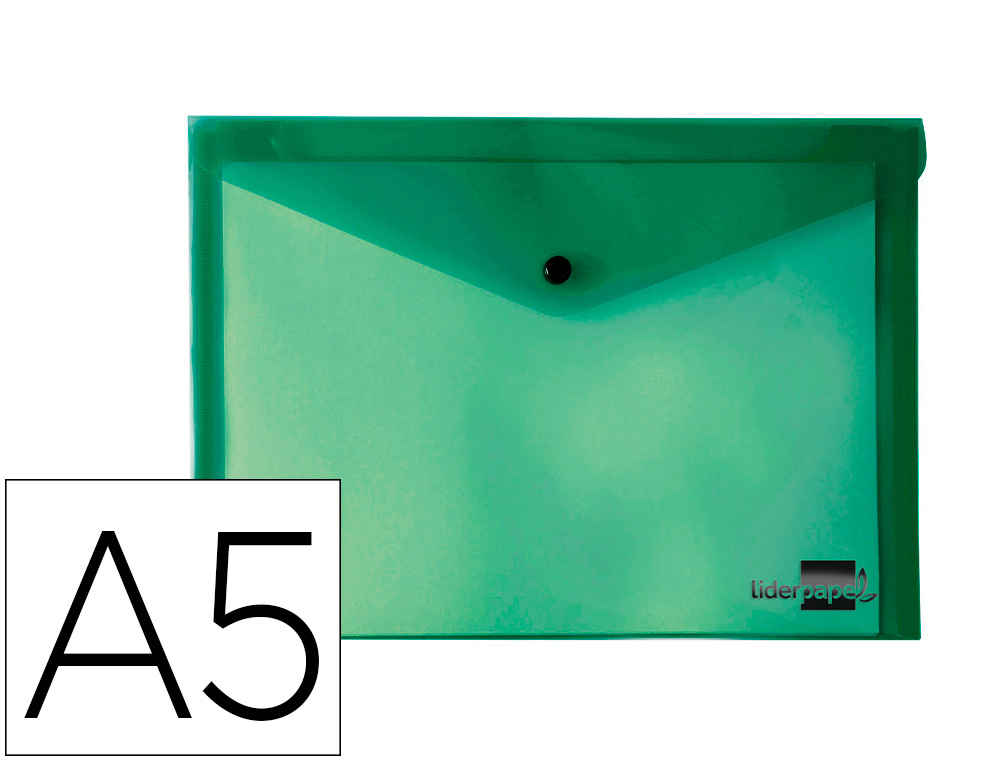 CARPETA LIDERPAPEL DOSSIER BROCHE 34353 POLIPROPILENO DIN A5 VERDE TRANSPARENTE