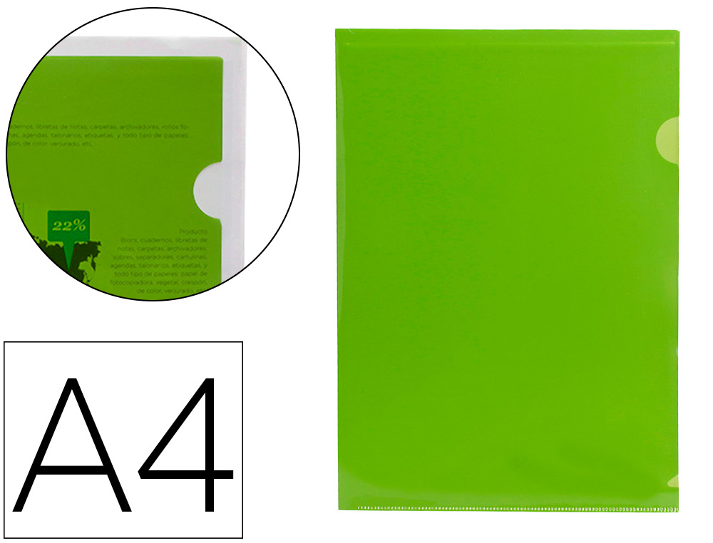 CARPETA LIDERPAPEL DOSSIER UÑERO 44003 POLIPROPILENO DIN A4 VERDE 20 HOJAS