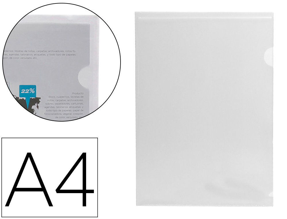 CARPETA LIDERPAPEL DOSSIER UÑERO 44004 POLIPROPILENO DIN A4 INCOLORA 20 HOJAS
