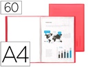[CJ28] CARPETA LIDERPAPEL ESCAPARATE 47070 60 FUNDAS POLIPROPILENO DIN A4 ROJO TRANSLUCIDO