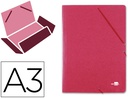 [CG18] CARPETA LIDERPAPEL GOMAS A3 3 SOLAPAS CARTON PRESPAN ROJA