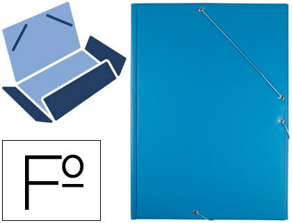 CARPETA LIDERPAPEL GOMAS PLASTICO FOLIO SOLAPAS COLOR CELESTE