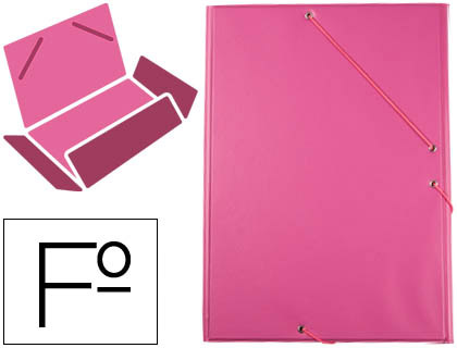 CARPETA LIDERPAPEL GOMAS PLASTICO FOLIO SOLAPA COLOR FUCSIA