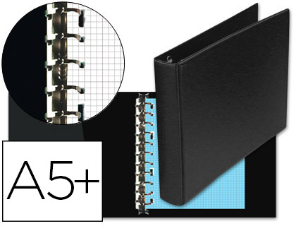 CARPETA MULTIFIN ALFA 3002-G 11 ANILLAS 40 MM PLASTICO CUARTO NEGRO