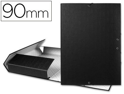 CARPETA PROYECTOS LIDERPAPEL FOLIO LOMO 90MM CARTON FORRADO NEGRA