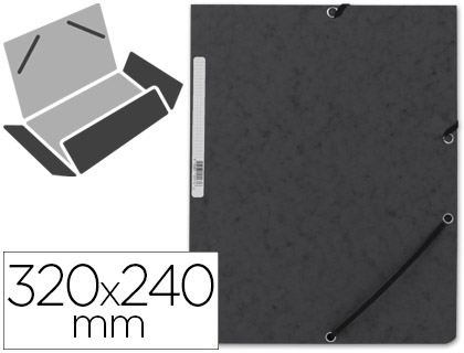 CARPETA Q-CONNECT GOMAS KF02169 CARTON SIMIL-PRESPAN SOLAPAS 320X243 MM NEGRA