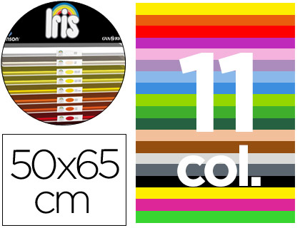CARTULINA GUARRO 50X65 CONTENI DO \"C\" 25 HOJAS X 5 COLORES + 25 HOJAS X 4 COLORES FLUO + 25HOJAS X 2 COLORES METAL 185G