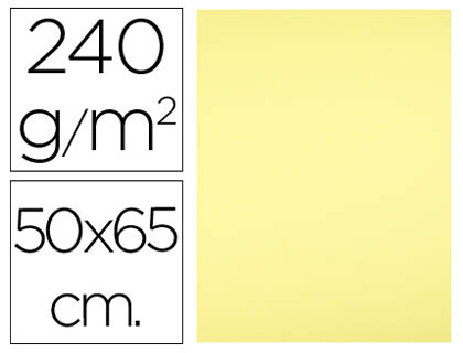 CARTULINA LIDERPAPEL 50X65 CM 240G/M2 AMARILLO MEDIO PAQUETE DE 25 HOJAS