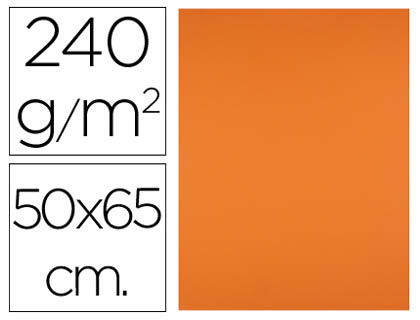 CARTULINA LIDERPAPEL 50X65 CM 240G/M2 NARANJA PAQUETE DE 25 HOJAS