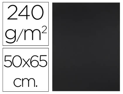 CARTULINA LIDERPAPEL 50X65 CM 240G/M2 NEGRO PAQUETE DE 25 HOJAS