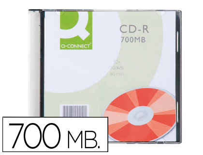 CD-R Q-CONNECT CAPACIDAD 700MB DURACION 80MIN VELOCIDAD 52X CAJA SLIM