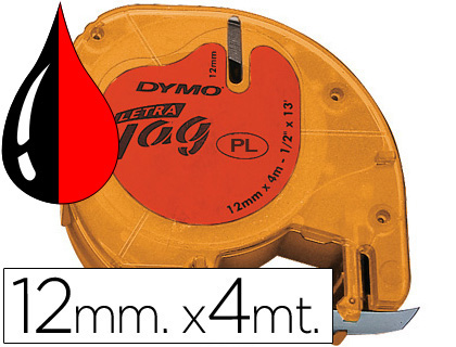 CINTA DYMO 12MMX4MT -NEGRO/ROJO PARA MAQUINA LETRATAG