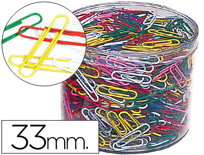 CLIPS COLORES LIDERPAPEL BOTE 1000 UNIDADES COLORES SURTIDOS