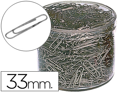 CLIPS NIQUELADOS Q-CONNECT Nº2 33 MM CUBILETE DE 1000 UNIDADES