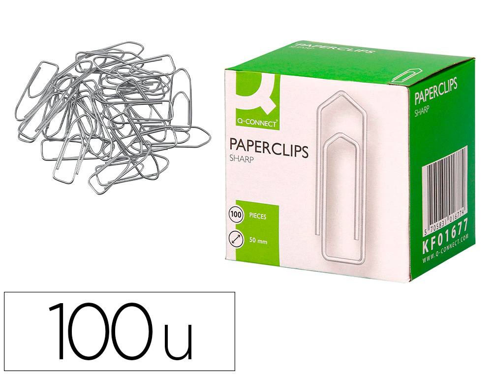 CLIPS NIQUELADOS Q-CONNECT Nº4 50 MM CAJA DE 100 UNIDADES