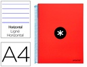 [KD02] CUADERNO ESPIRAL A4 MICRO ANTARTIK TAPA FORRADA 120H 90 GR HORIZONTAL 5 BANDAS 4 TALADROS COLOR ROJO
