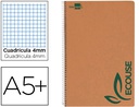 [BB03] CUADERNO ESPIRAL LIDERPAPEL CUARTO ECOUSE TAPA CARTULINA KRAFT 80H PAPEL RECICLADO 80 GRCUADRO 4MM