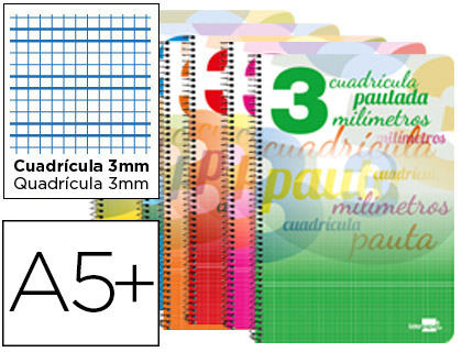 CUADERNO ESPIRAL LIDERPAPEL CUARTO PAUTAGUIA TAPA DURA 80H 80 GR CUADRO PAUTADO 3 MM CON MARGEN