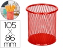 [KF00882] CUBILETE PORTALAPICES Q-CONNECT ROJO METAL REDONDO REJILLA DIAMETRO 86 MM ALTO 105 MM