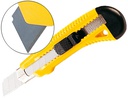 [KF10634] CUTER Q-CONNECT PLASTICO ANCHO RETRACTIL CUCHILLA 18 MM XD-38 BLISTER 1 UNIDAD