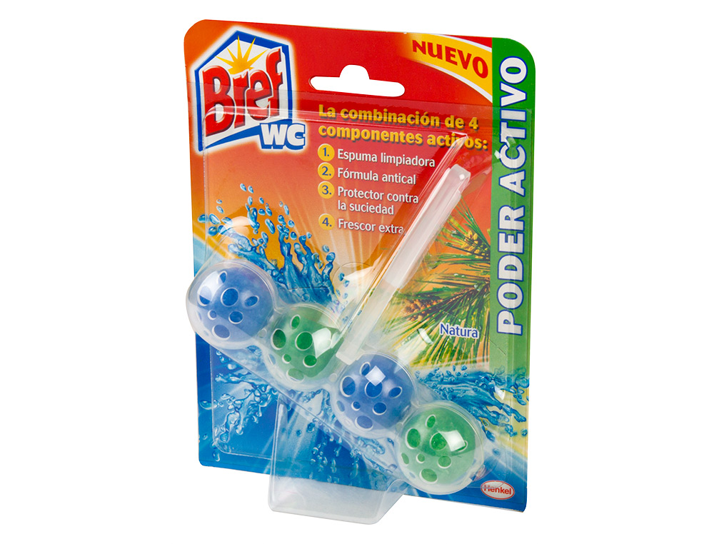 DESINFECTANTE Y AMBIENTADOR DE INODORO BREF WC PODER ACTIVO HAWAII 50 G BLISTER DE 2 UNIDADES